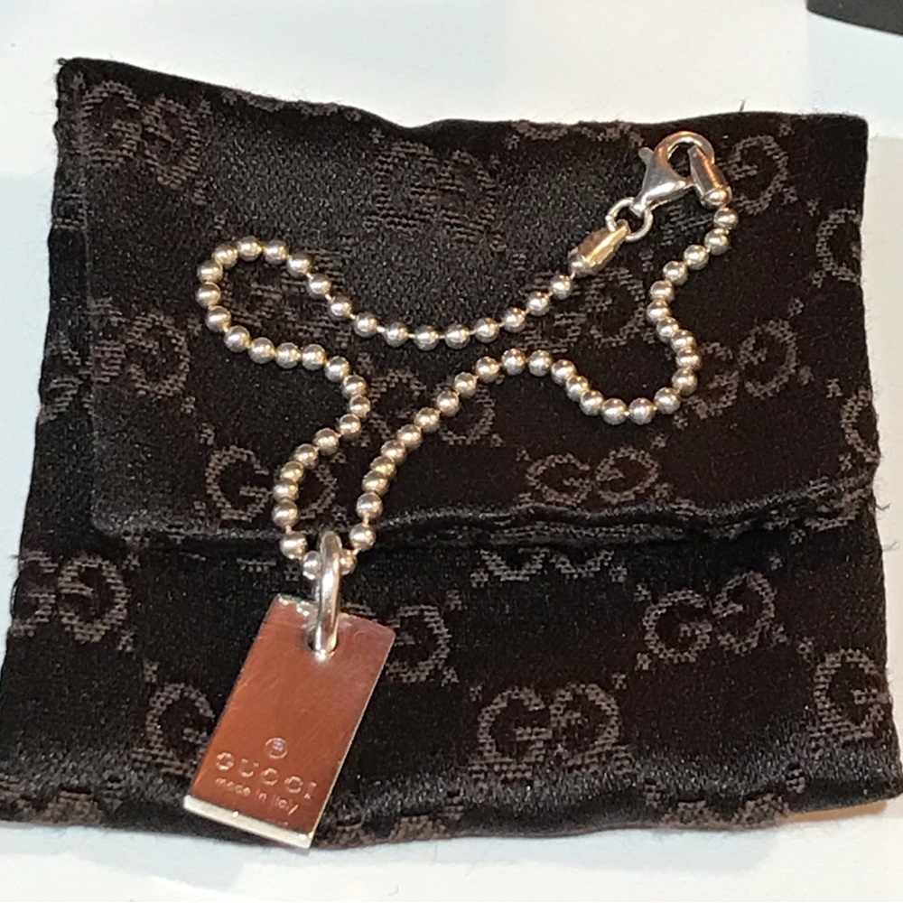 GUCCI Silver Ag925 Logo Plate Charm 😍❤️ - Picture 4 of 17